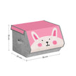 Set of 3 Stackable Toy Organiser Boxes – Fabric – Pink, Blue, Green, Grey – Magnetic Lid and Handles