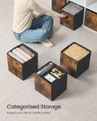 Foldable Storage Cubes – Fabric – Rustic Brown and Ink Black – Set of 8, Ideal for Organizers and Shelves