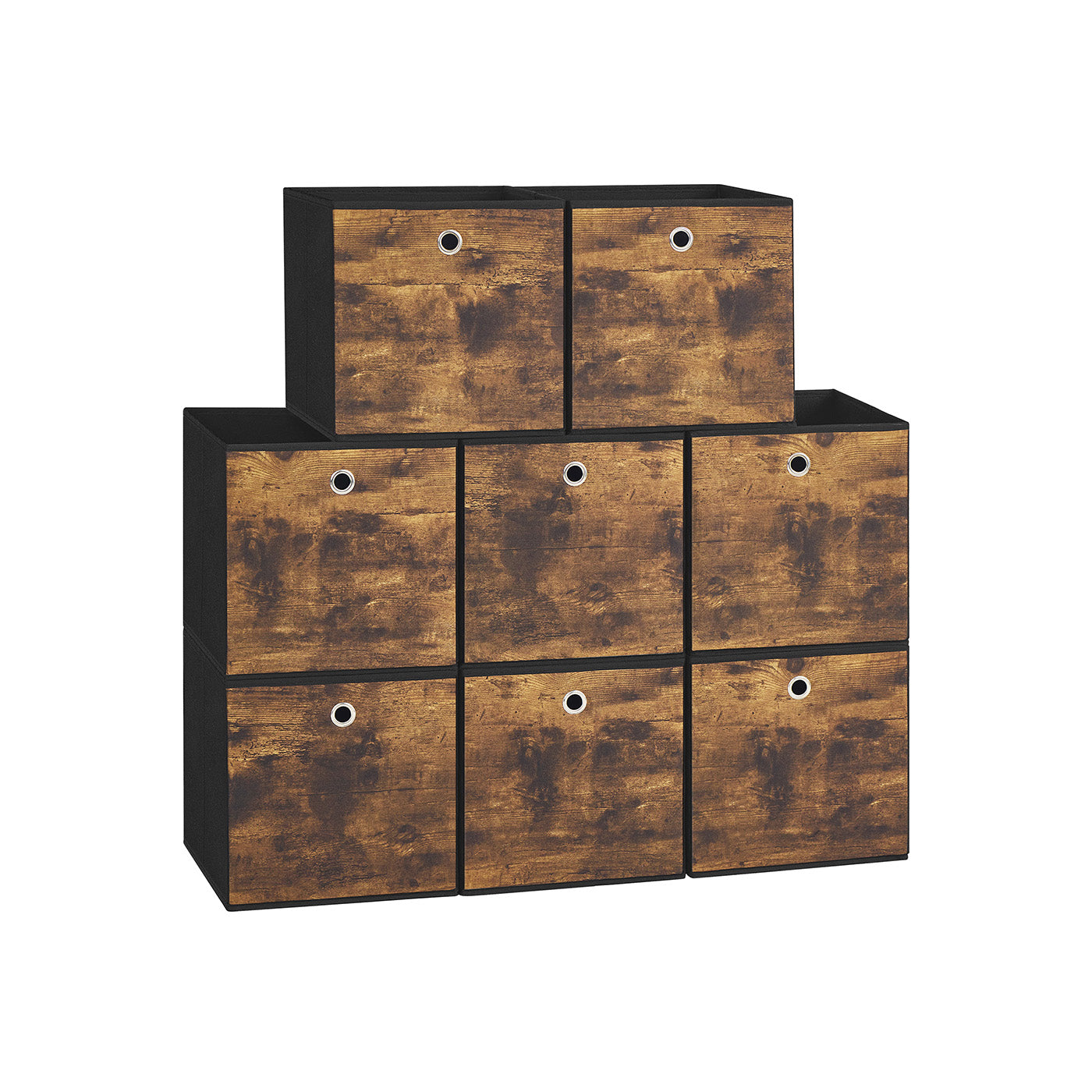 Foldable Storage Cubes – Fabric – Rustic Brown and Ink Black – Set of 8 for Organizing Clothes