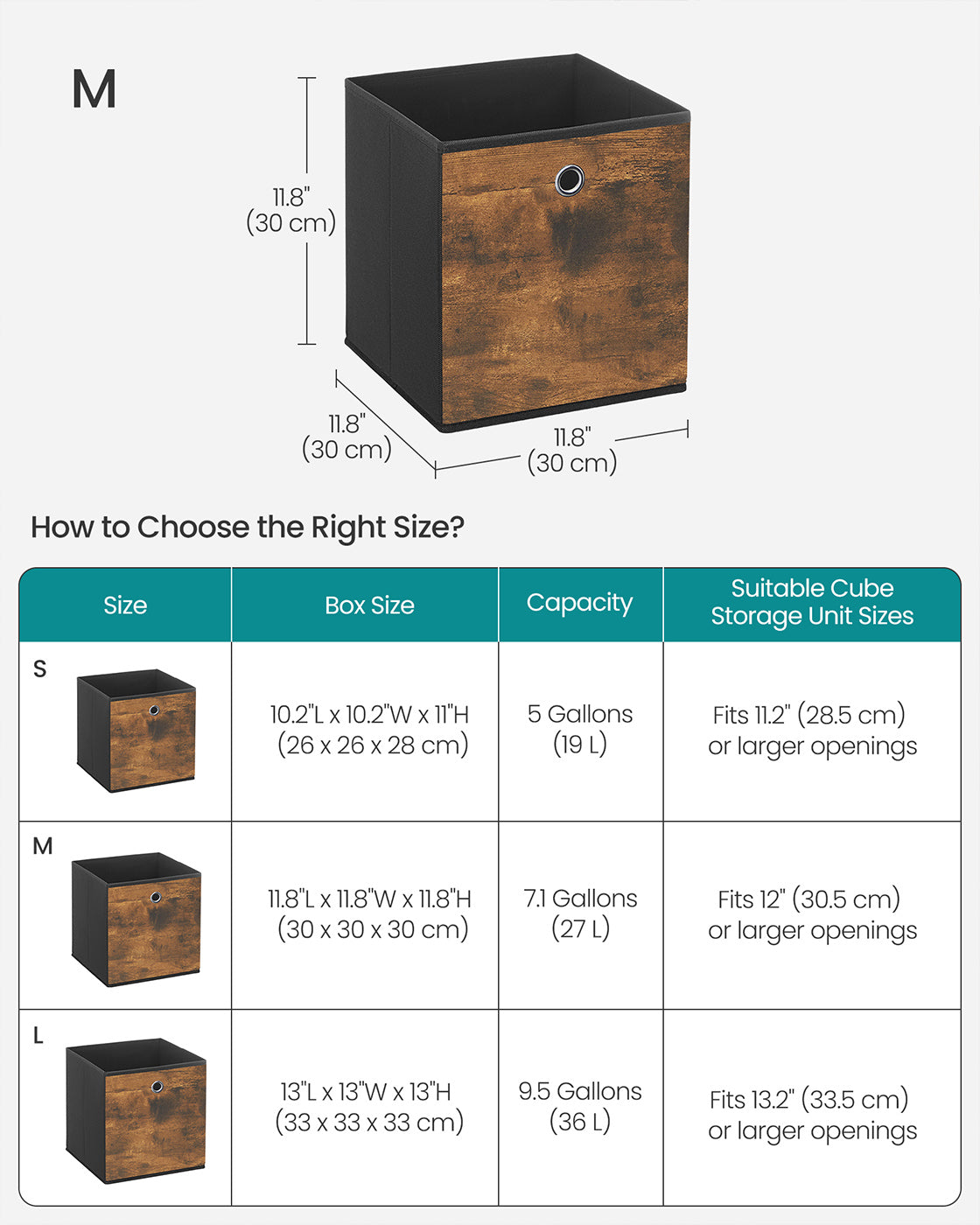 Foldable Storage Cubes – Fabric – Rustic Brown and Ink Black – Set of 8 for Organizing Clothes