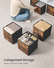 Foldable Storage Cubes – Fabric – Rustic Brown and Ink Black – Set of 8, Ideal for Organizers and Shelves