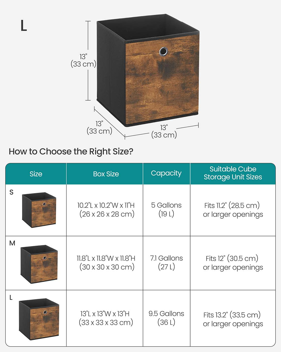 Foldable Storage Cubes – Fabric – Rustic Brown and Ink Black – Set of 8, Ideal for Organizers and Shelves