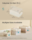 Storage Bins Set of 3 – Fabric – Cream White – Foldable with Transparent Nylon Mesh Handles