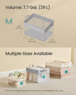 Medium Fabric Storage Bins – Dove Grey – Set of 3 – Foldable Design with Handles
