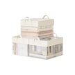 Medium Fabric Storage Bins Set of 3 – Cream White – Foldable with Handles