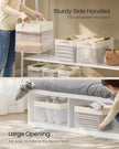 Set of 3 Large Fabric Storage Bins – Fabric – Cream White – Foldable Design