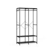 Portable Clothes Wardrobe – Fabric – Ebony Black – Foldable with Hanging Rods and Storage Shelves