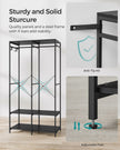 Portable Clothes Wardrobe – Fabric – Ebony Black – Foldable with Hanging Rods and Storage Shelves