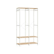 Portable Clothes Wardrobe – Fabric – Natural Beige – Foldable with Hanging Rods and Storage Shelves