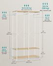 Portable Clothes Wardrobe – Fabric – Natural Beige – Foldable with Hanging Rods and Storage Shelves