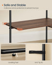 Clothes Rack – Wood – Natural Walnut and Ink Black – Heavy-Duty with 6 Shelves and 2 Hanging Rails
