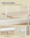 Clothes Rail – Metal and Wood – Natural Beige and Matte White – 6 Shelves, 2 Hanging Rails