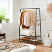 Heavy-Duty Clothes Rack – Steel – Rustic Brown and Black – Includes Shelves and S-Hooks