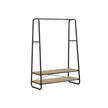 Clothes Rack – Steel – Turquoise Brown and Matte Black – Heavy-Duty with 2 Shelves and 6 S-Hooks
