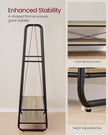 Clothes Rack – Steel – Turquoise Brown and Matte Black – Heavy-Duty with 2 Shelves and 6 S-Hooks