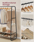 Clothes Rack – Steel – Turquoise Brown and Matte Black – Heavy-Duty with 2 Shelves and 6 S-Hooks