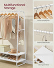 Clothes Rail – Steel – Cloud White and Matte White – Heavy-Duty with 2 Shelves and 6 S-Hooks