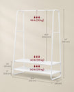 Clothes Rail – Steel – Cloud White and Matte White – Heavy-Duty with 2 Shelves and 6 S-Hooks
