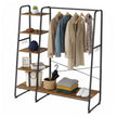 Garment Rack – Metal and Wood – Brown and Black – 5-Tier Shelves and 6 Hooks