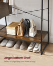 Clothes Rail – Metal and Wood – Rustic Brown and Ink Black – 5-Tier Storage with Shoe Rack and Side Hooks
