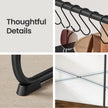 Garment Rack – Metal and Wood – Brown and Black – 5-Tier Shelves and 6 Hooks