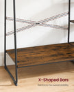 Clothes Rail – Metal and Wood – Rustic Brown and Ink Black – 5-Tier Storage with Shoe Rack and Side Hooks