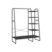Clothes Rack – Metal – Ebony Black and Matte Black – 5-Tier Storage with Shoe Shelf and 6 Side Hooks