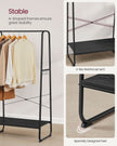 Clothes Rack – Metal – Ebony Black and Matte Black – 5-Tier Storage with Shoe Shelf and 6 Side Hooks