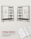 Clothes Rack – Metal – Ebony Black and Matte Black – 5-Tier Storage with Shoe Shelf and 6 Side Hooks