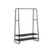 Clothes Rail – Steel – Ebony Black and Matte Black – Heavy-Duty with 2 Shelves and 6 S-Hooks