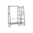 Clothes Rack – Metal and Wood – Turquoise and Brown – 5-Tier with Shoe Shelf and 6 Side Hooks