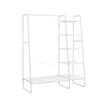 Clothes Rail – Metal and Wood – Rustic Brown and Ink Black – 5-Tier Storage with Shoe Rack and Side Hooks