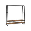 Clothes Rail – Steel – Rustic Brown and Black – Heavy-Duty with 2 Shelves and 6 S-Hooks