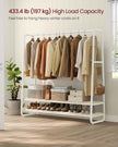 Clothes Rail – Steel – Rustic Brown and Black – Heavy-Duty with 2 Shelves and 6 S-Hooks