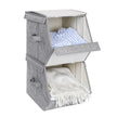 Stackable Storage Boxes – Metal Frame – Grey – Set of 3 with Lid and Magnetic Closure
