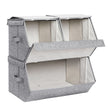 Stackable Storage Boxes – Metal Frame – Grey – Set of 3 with Lid and Magnetic Closure