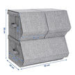 Stackable Storage Boxes – Metal Frame – Grey – Set of 3 with Lid and Magnetic Closure