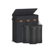 Laundry Basket – Fabric – Ink Black – Three Compartments with Washable Liner and Labels