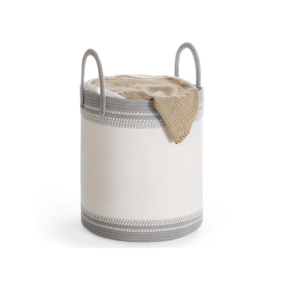 Laundry Hamper – Fabric – Dove Grey – 60 L with Lid and Handles