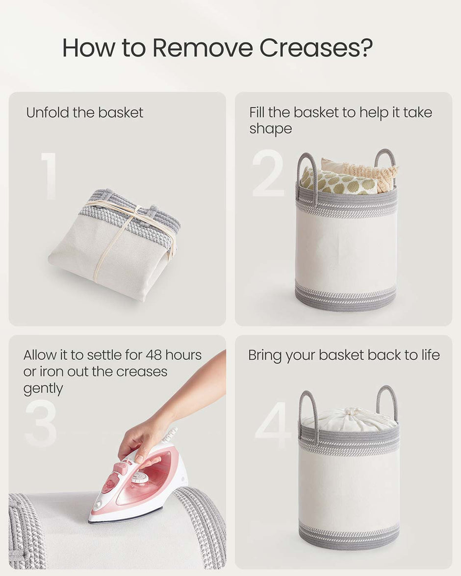 Laundry Hamper – Fabric – Dove Grey – 60 L with Lid and Handles