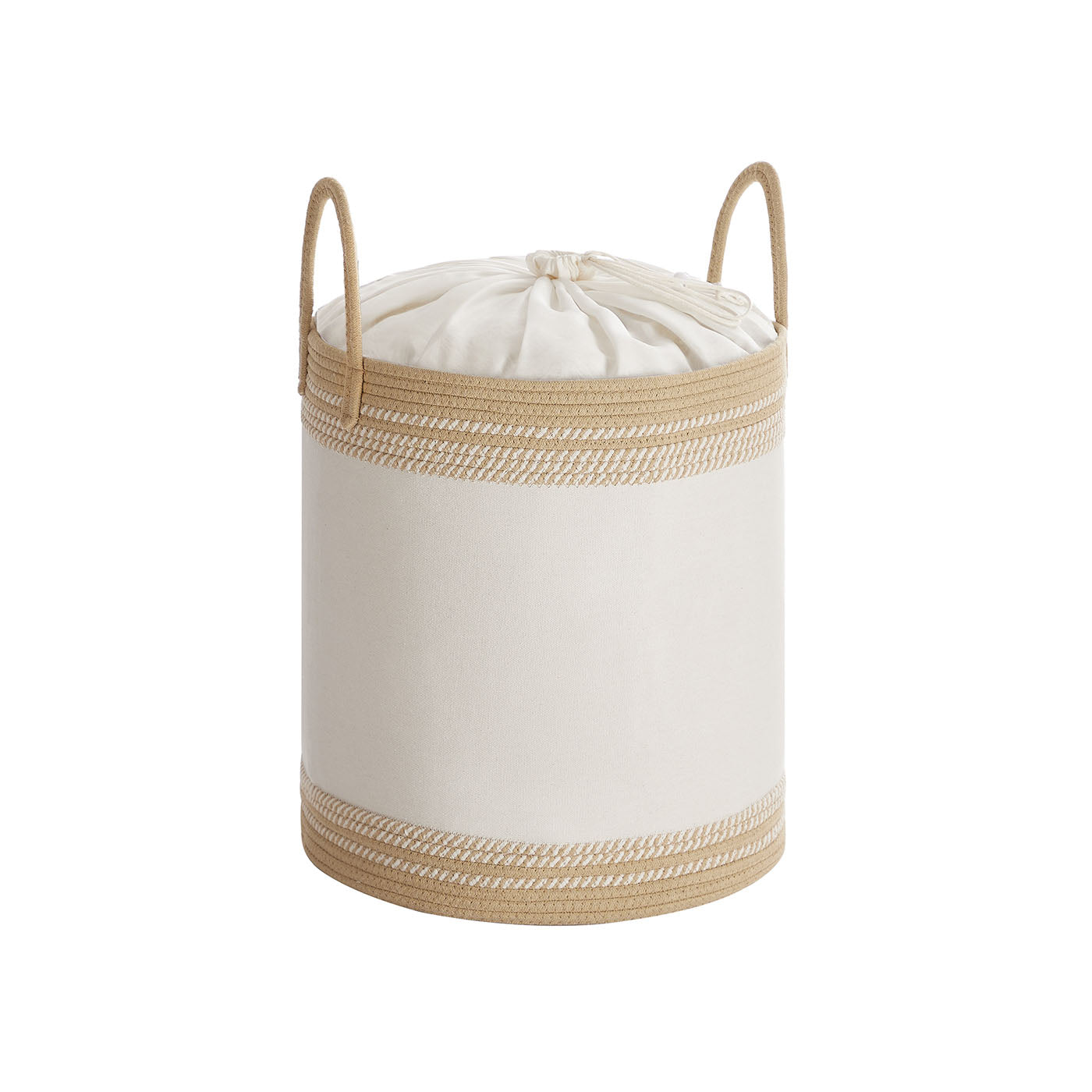 Laundry Hamper – Fabric – Camel Brown – 60 L with Lid and Drawstring Closure