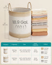 Laundry Hamper – Fabric – Camel Brown – 60 L with Lid and Drawstring Closure