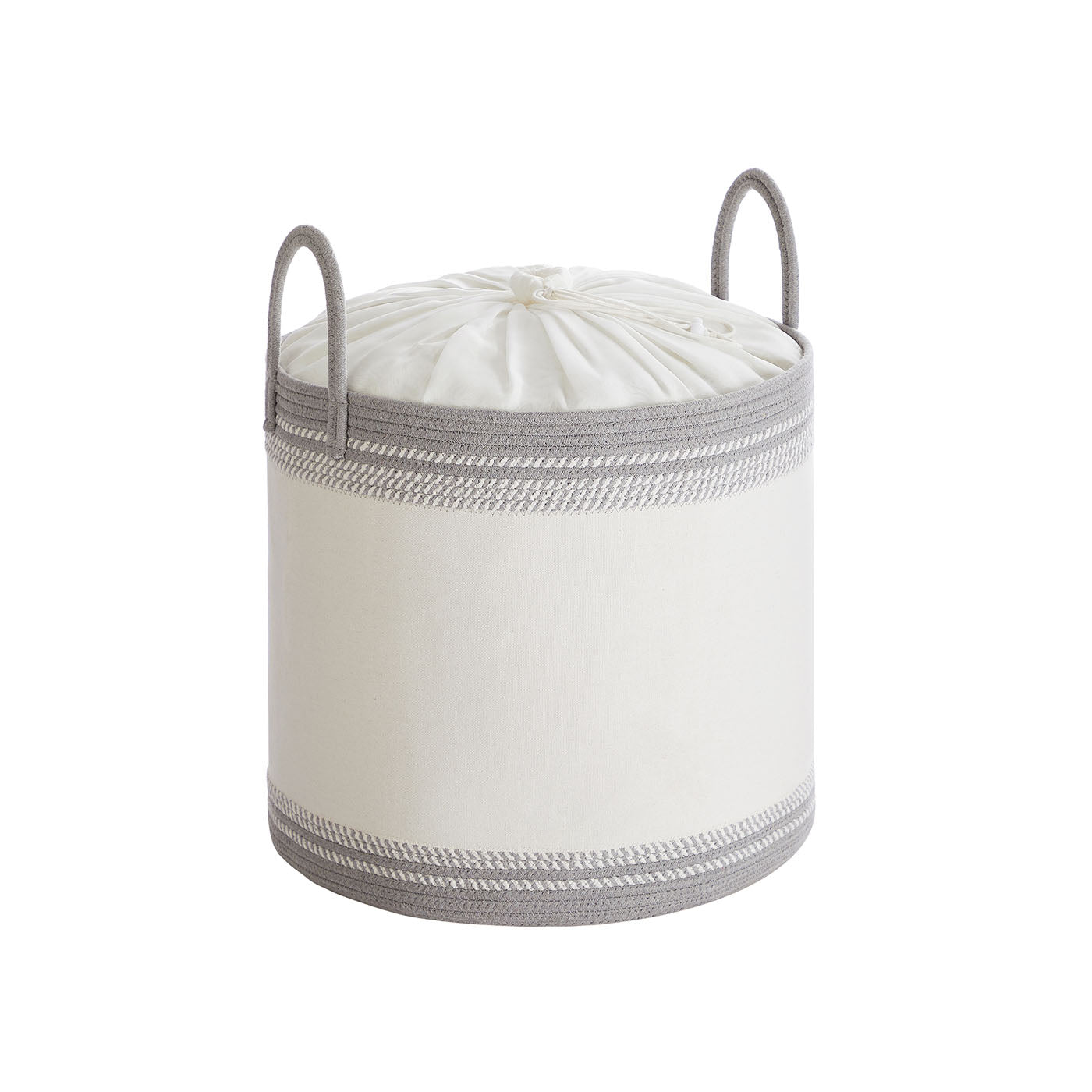 Laundry Hamper – Fabric – Dove Grey – 90 L with Lid and Drawstring