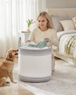 Laundry Hamper – Fabric – Dove Grey – 90 L with Lid and Drawstring