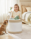 Laundry Hamper – Fabric – Camel Brown – 90 L with Lid and Drawstring Closure