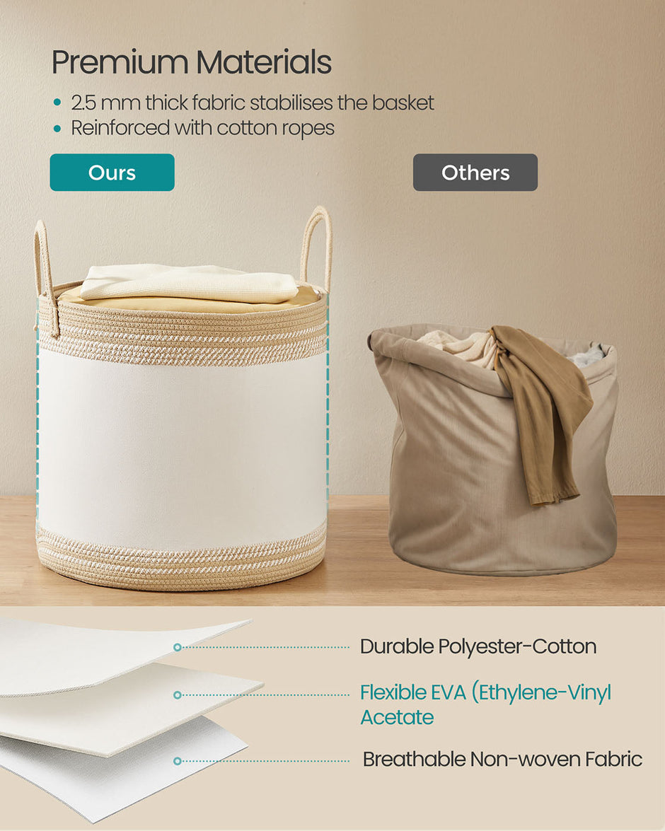 Laundry Hamper – Fabric – Camel Brown – 90 L with Lid and Drawstring Closure