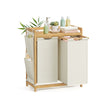Laundry Basket – Fabric – Cream White – Double Compartment with Shelf and Side Pockets, 100L Capacity