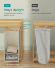 Laundry Basket – Fabric – Cream White – Double Compartment with Shelf and Side Pockets, 100L Capacity