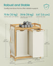 Laundry Basket – Fabric – Cream White – Double Compartment with Shelf and Side Pockets, 100L Capacity