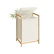 2-Compartment Laundry Basket - 100L - Bamboo Frame - Reinforced Lid - Removable Bag